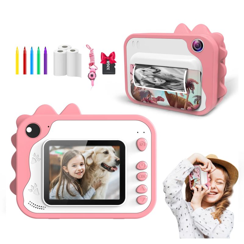 Mini Camera | High Quality Instant Print Camera Printer -  Dino Pink